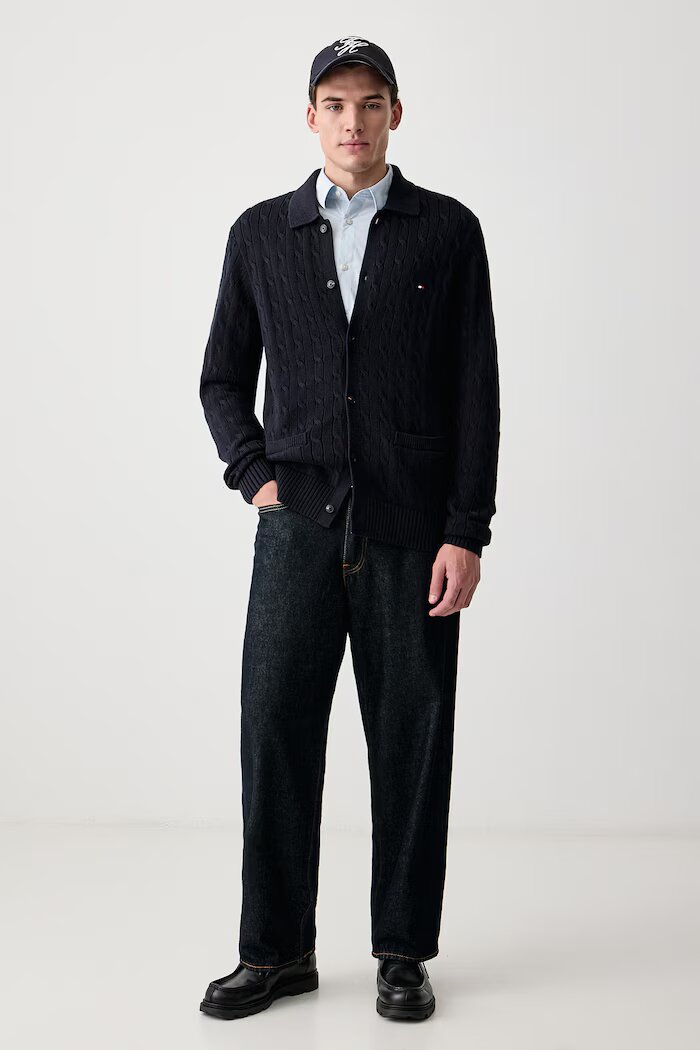 Tommy Hilfiger жилетка мъжка от памук тъмносиня MW0MW44756