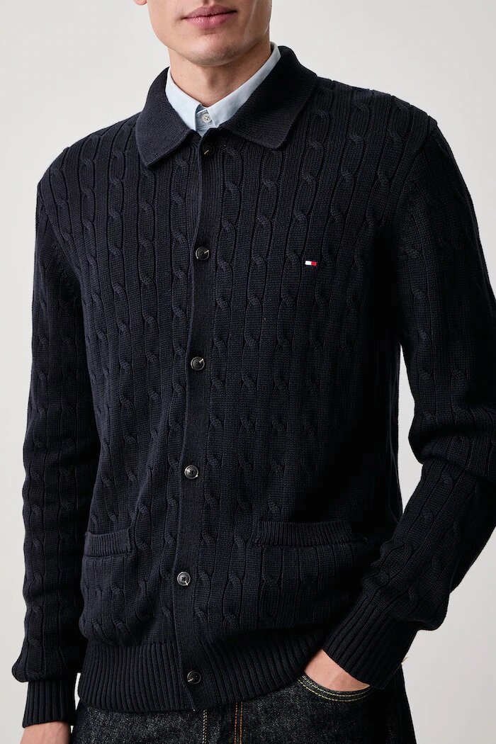 Tommy Hilfiger жилетка мъжка от памук тъмносиня MW0MW44756