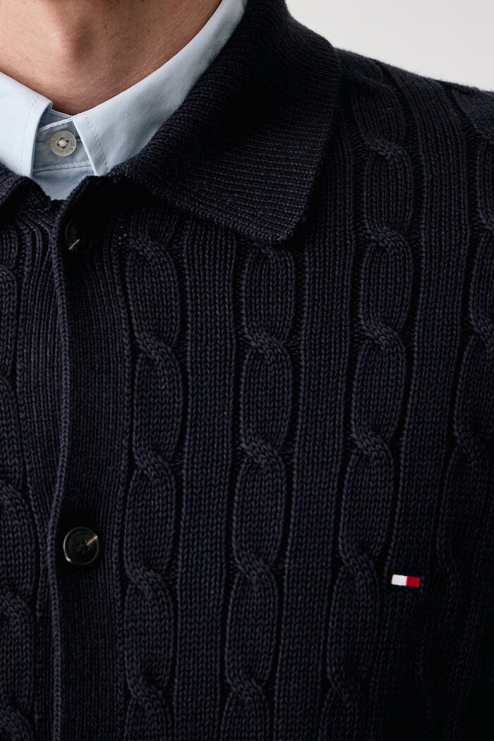 Tommy Hilfiger жилетка мъжка от памук тъмносиня MW0MW44756