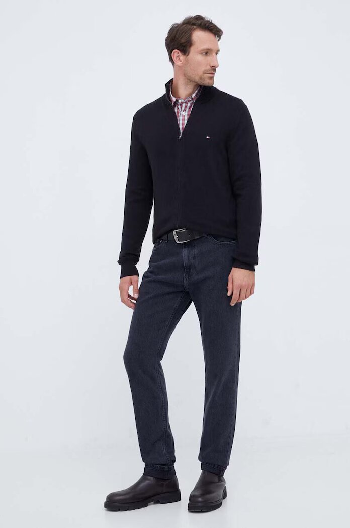 Tommy Hilfiger жилетка мъжка с памук черна MW0MW28050