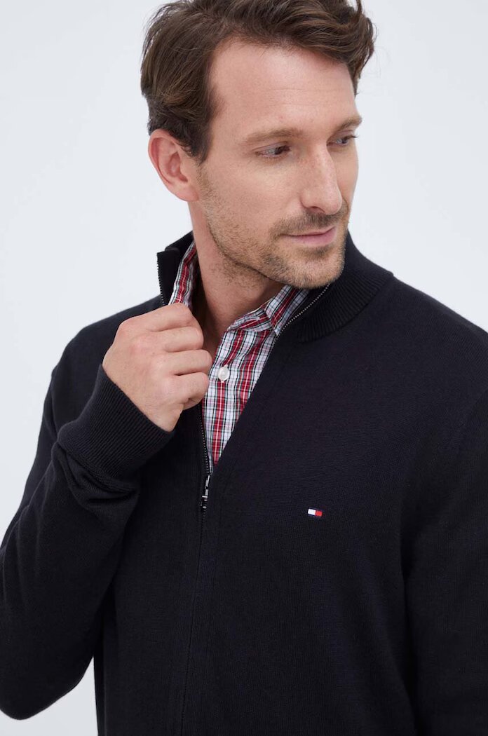 Tommy Hilfiger жилетка мъжка с памук черна MW0MW28050