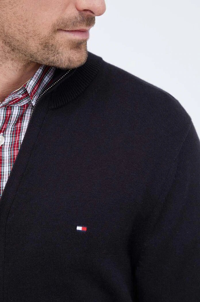 Tommy Hilfiger жилетка мъжка с памук черна MW0MW28050
