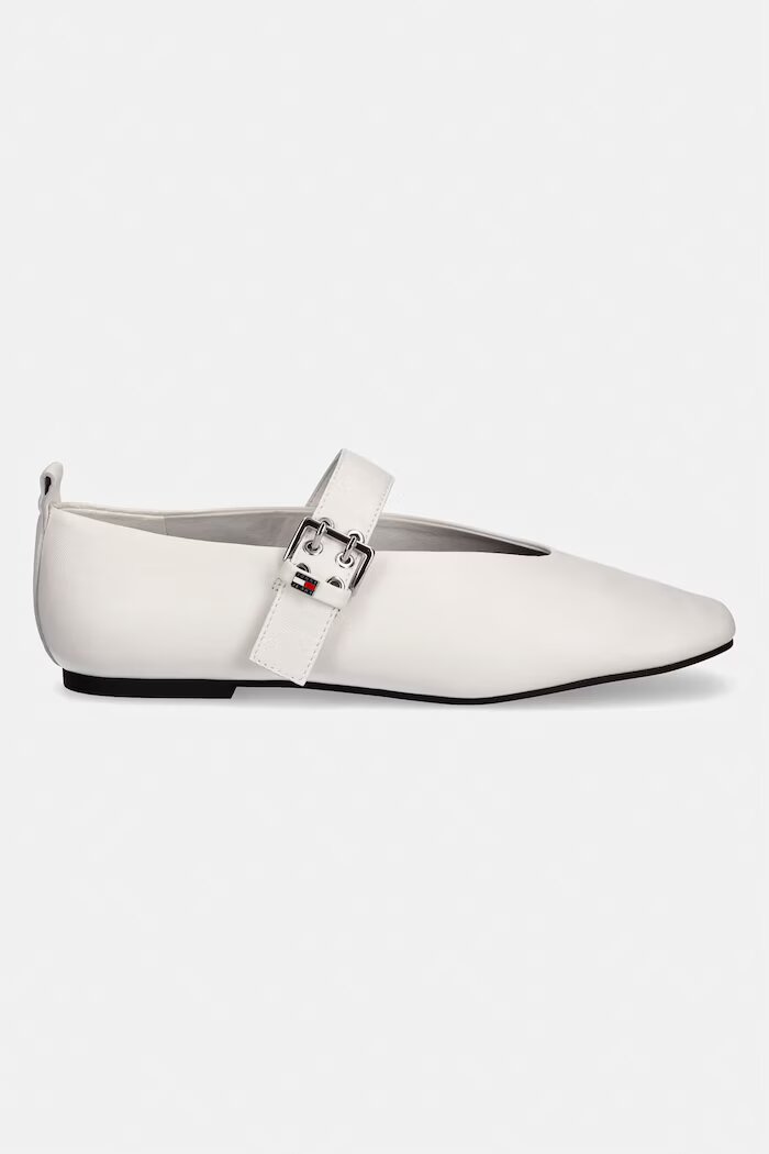 Tommy Jeans балеринки кожени TJW BALLERINA BUCKLE бежови EN0EN03019