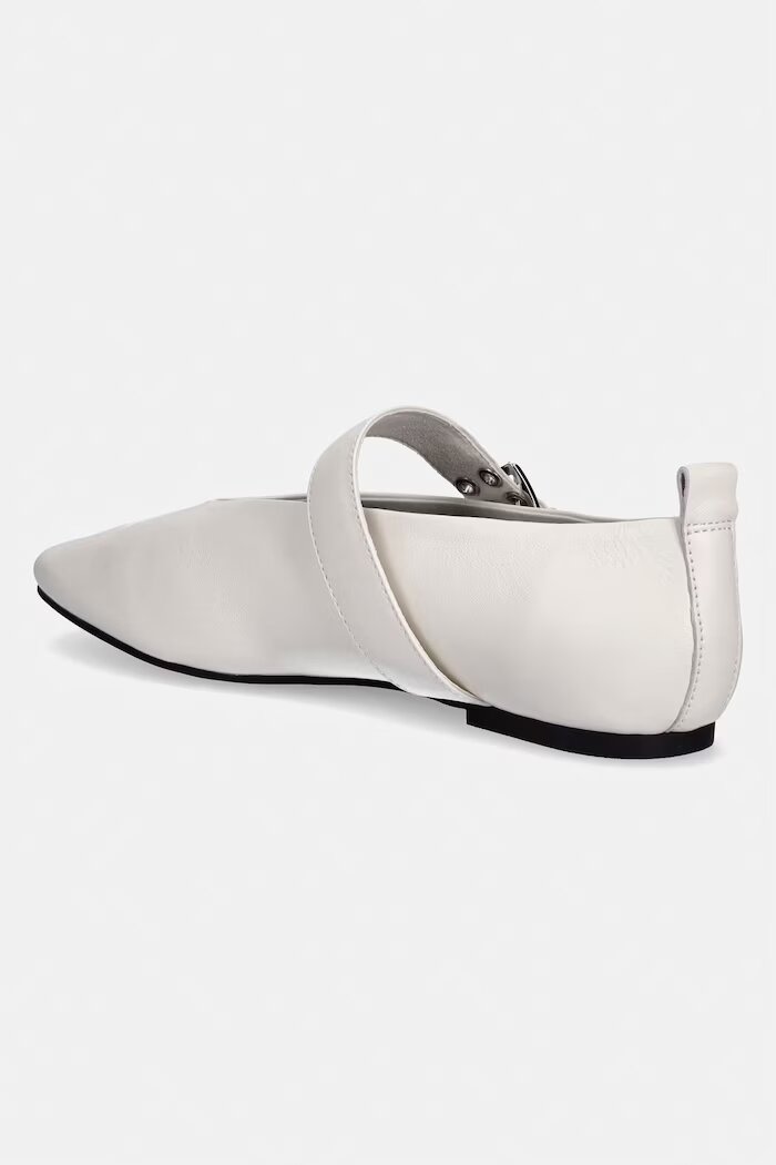 Tommy Jeans балеринки кожени TJW BALLERINA BUCKLE бежови EN0EN03019