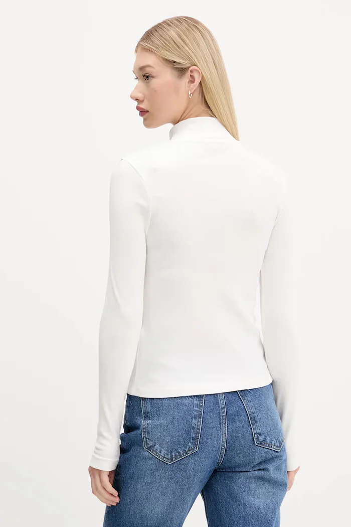 Tommy Jeans блуза с дълги ръкави дамска от памук бяла DW0DW19830