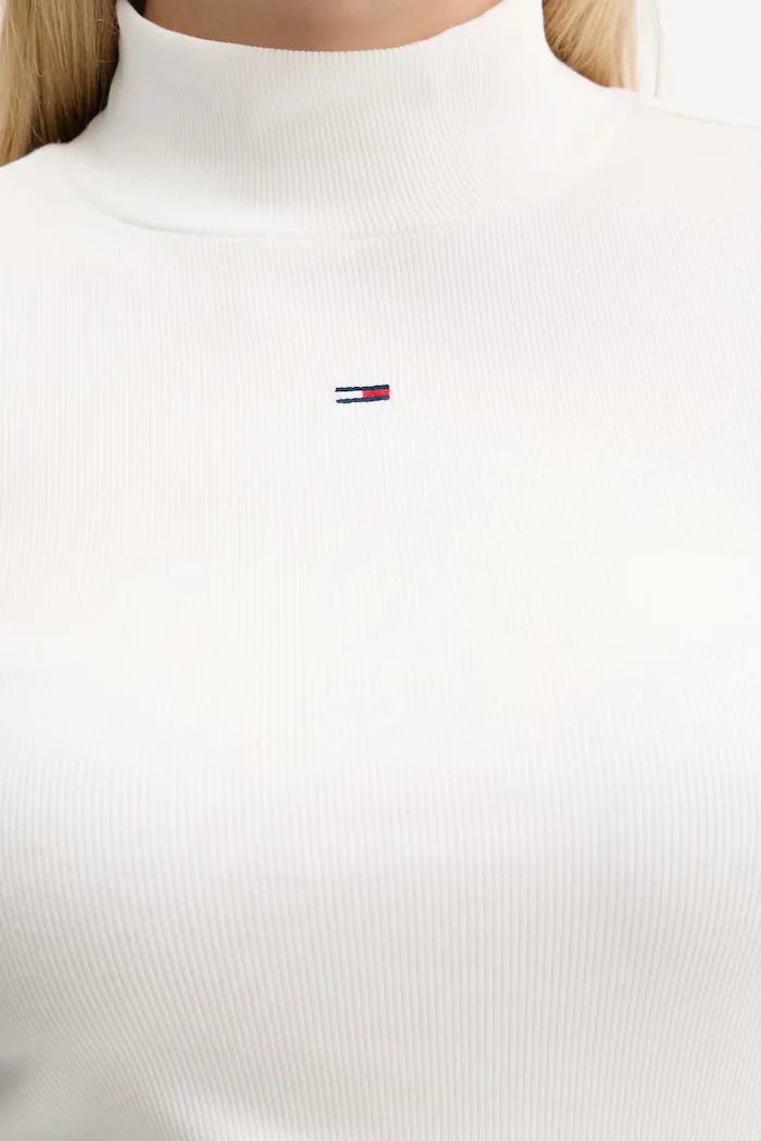 Tommy Jeans блуза с дълги ръкави дамска от памук бяла DW0DW19830