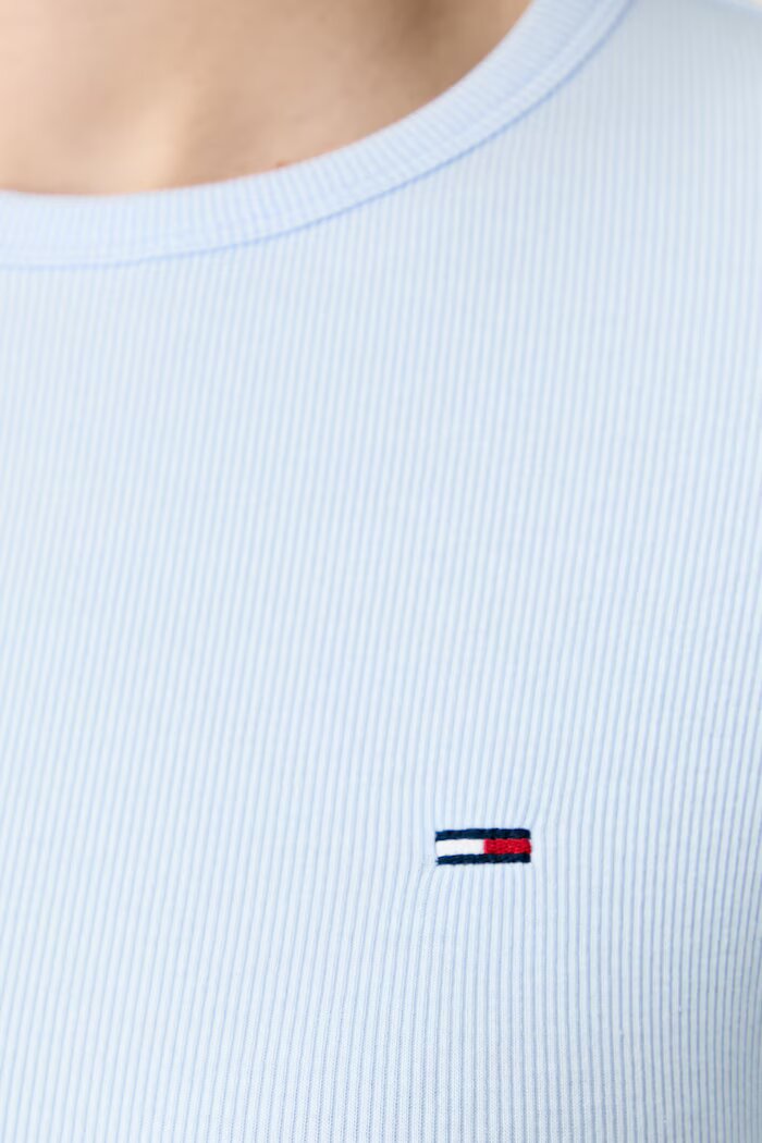 Tommy Jeans блуза с дълги ръкави дамска от памук с еластан синя DW0DW22783