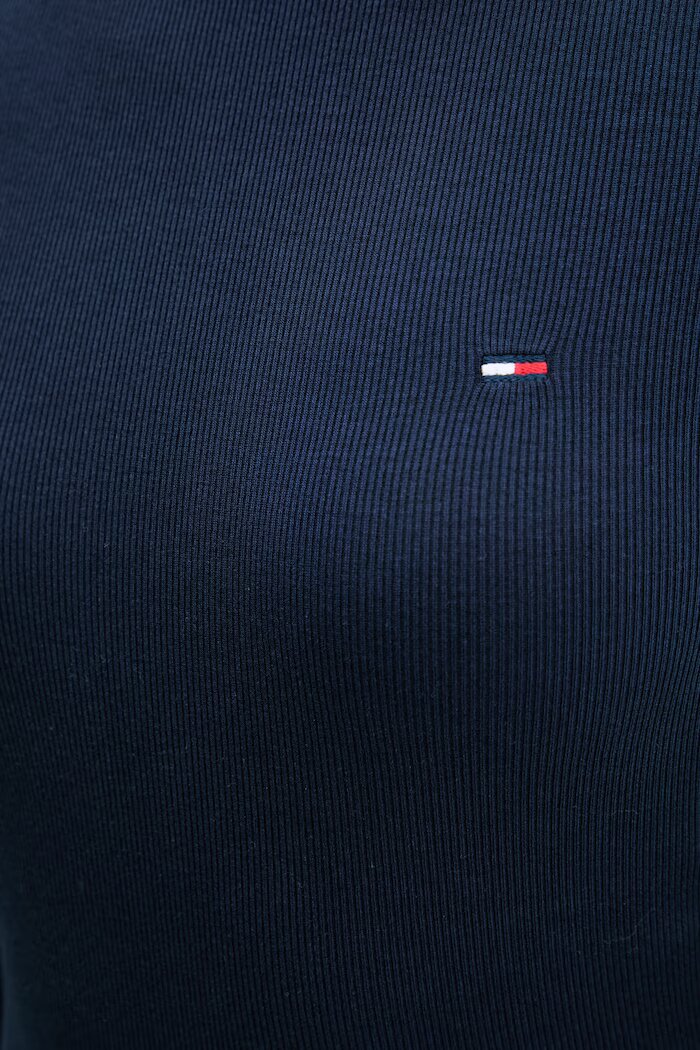 Tommy Jeans блуза с дълги ръкави дамска от памук с еластан тъмносиня DW0DW22783