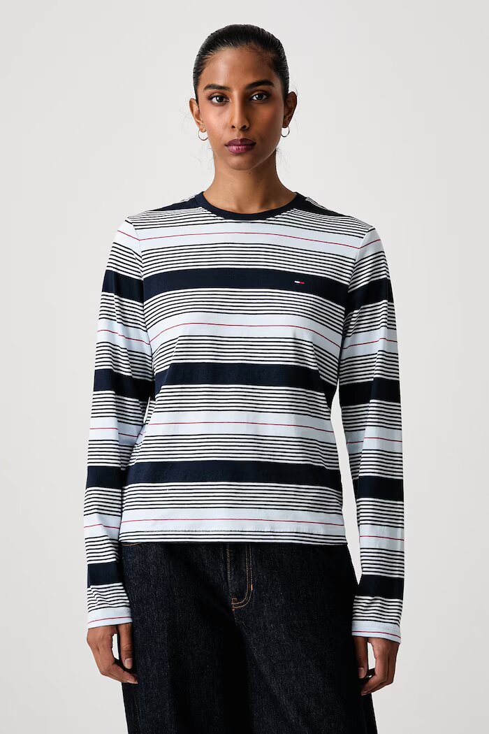 Tommy Jeans блуза с дълги ръкави дамска от памук синя DW0DW23562