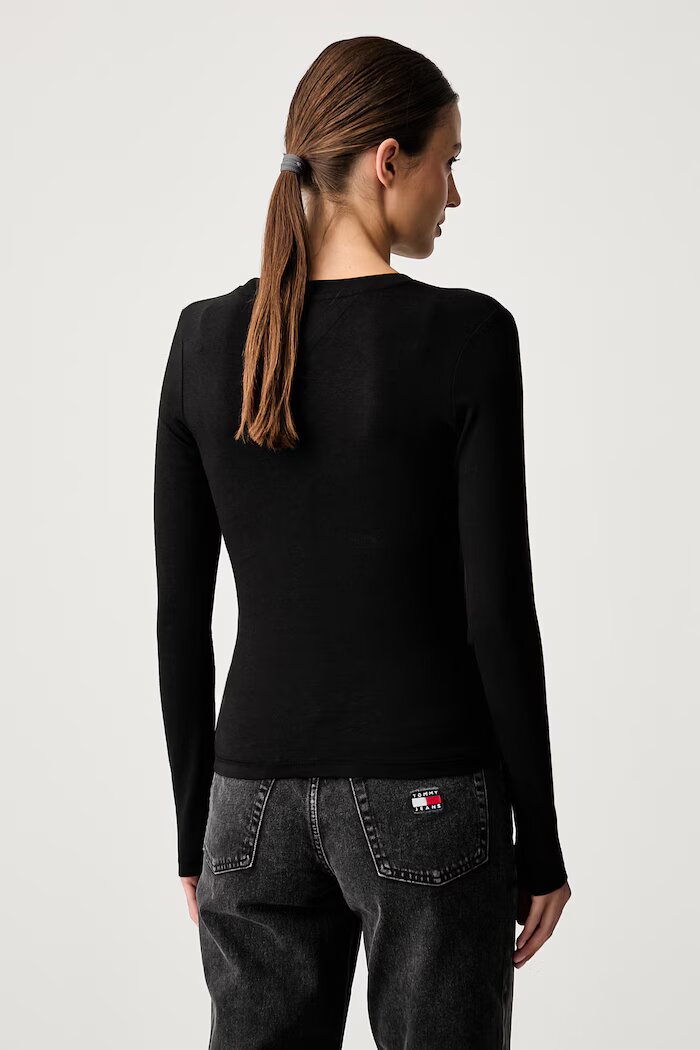 Tommy Jeans блуза с дълги ръкави дамска с памук черна DW0DW23248