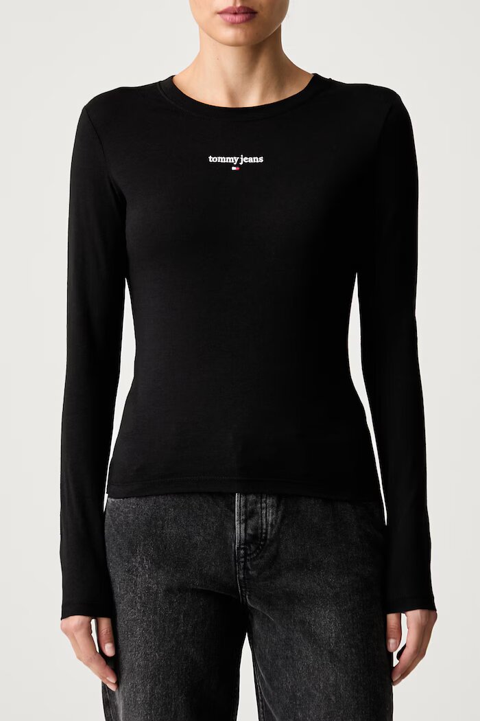 Tommy Jeans блуза с дълги ръкави дамска с памук черна DW0DW23248