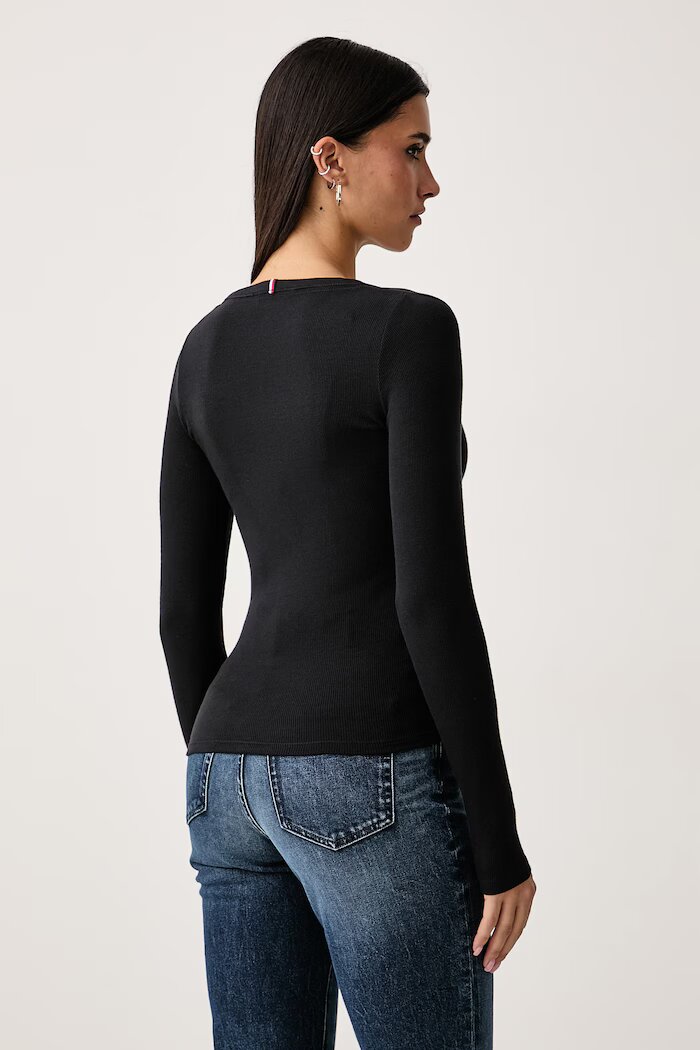 Tommy Jeans блуза с дълги ръкави дамска с вискоза черна DW0DW23259