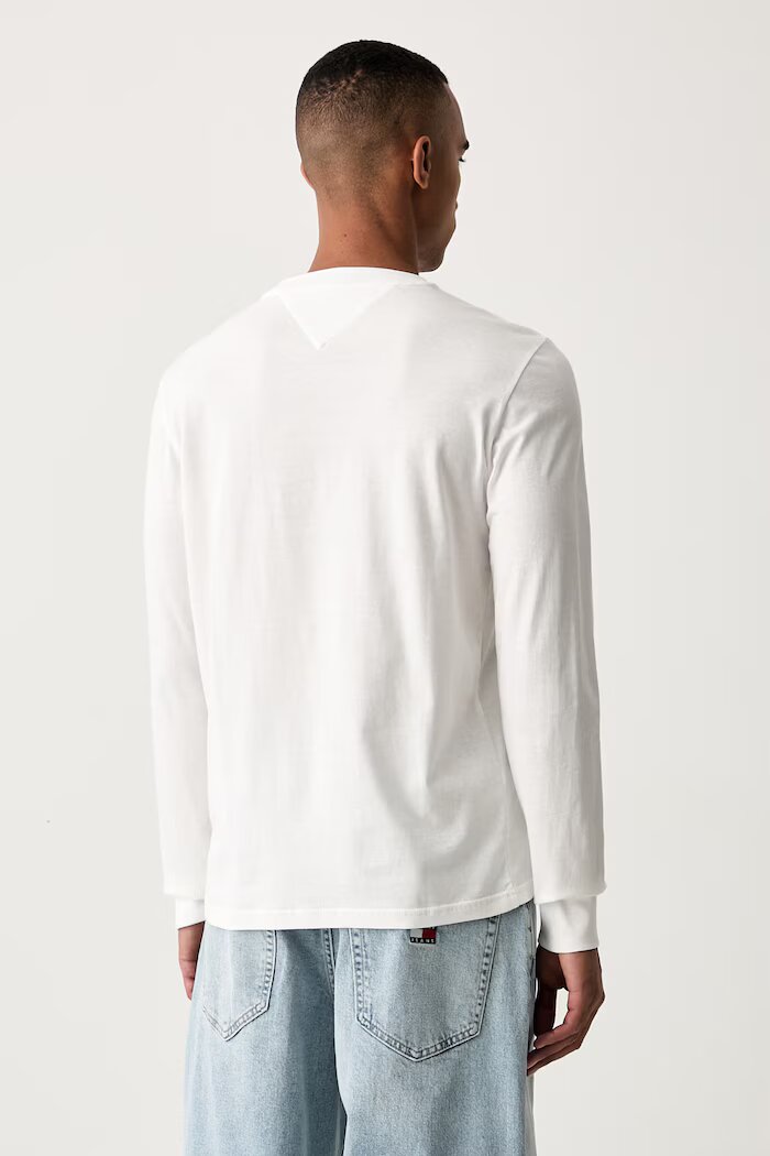 Tommy Jeans блуза с дълги ръкави мъжка от памук бяла DM0DM23546