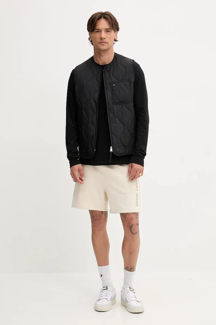 Tommy Jeans блуза с дълги ръкави мъжка от памук черна DM0DM21594