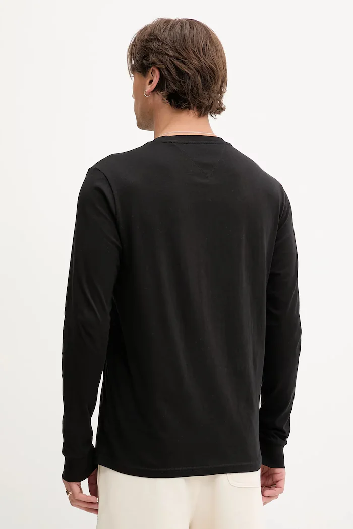 Tommy Jeans блуза с дълги ръкави мъжка от памук черна DM0DM21594