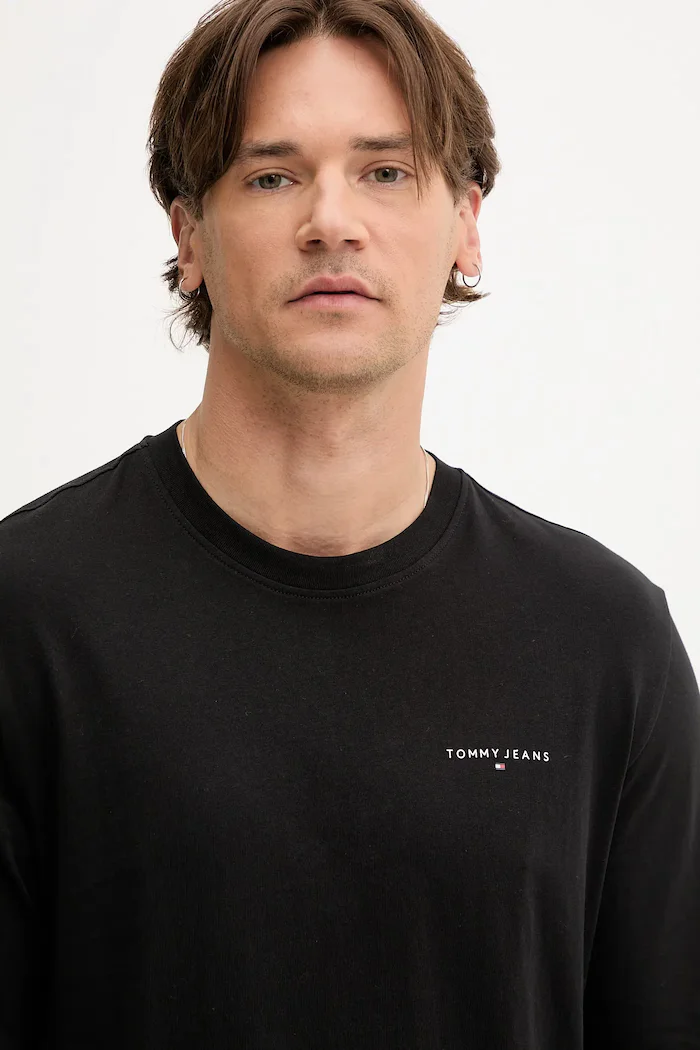 Tommy Jeans блуза с дълги ръкави мъжка от памук черна DM0DM21594
