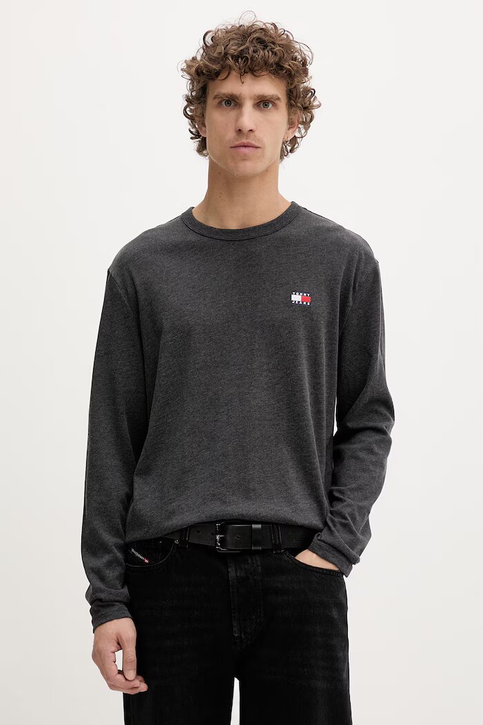 Tommy Jeans блуза с дълги ръкави мъжка сива DM0DM22668