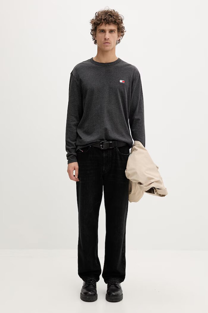 Tommy Jeans блуза с дълги ръкави мъжка сива DM0DM22668