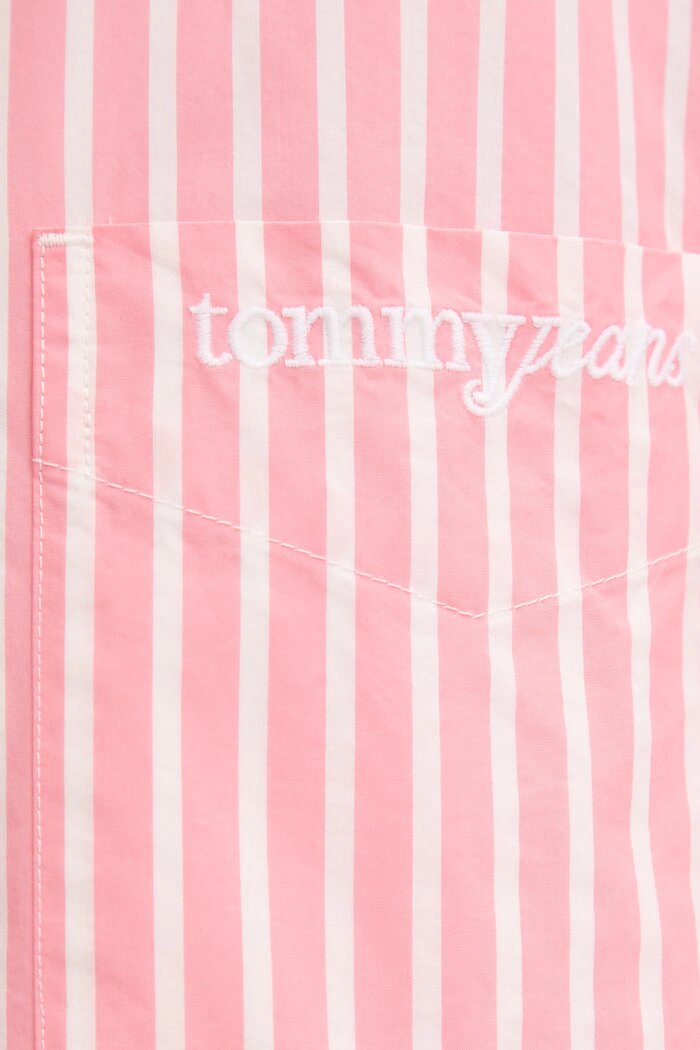 Tommy Jeans Блуза тип риза дамска памучна Розова на райе DW0DW22218