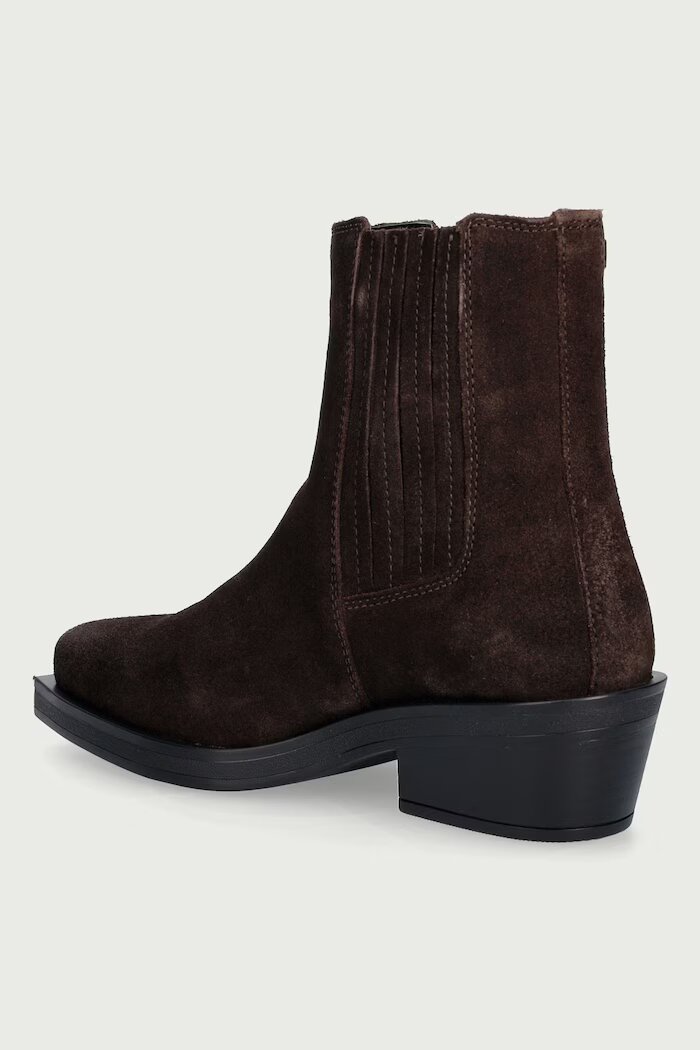 Tommy Jeans боти челси дамски от велур TJW SUEDE COWBOY BOOTS кафяви EN0EN03142