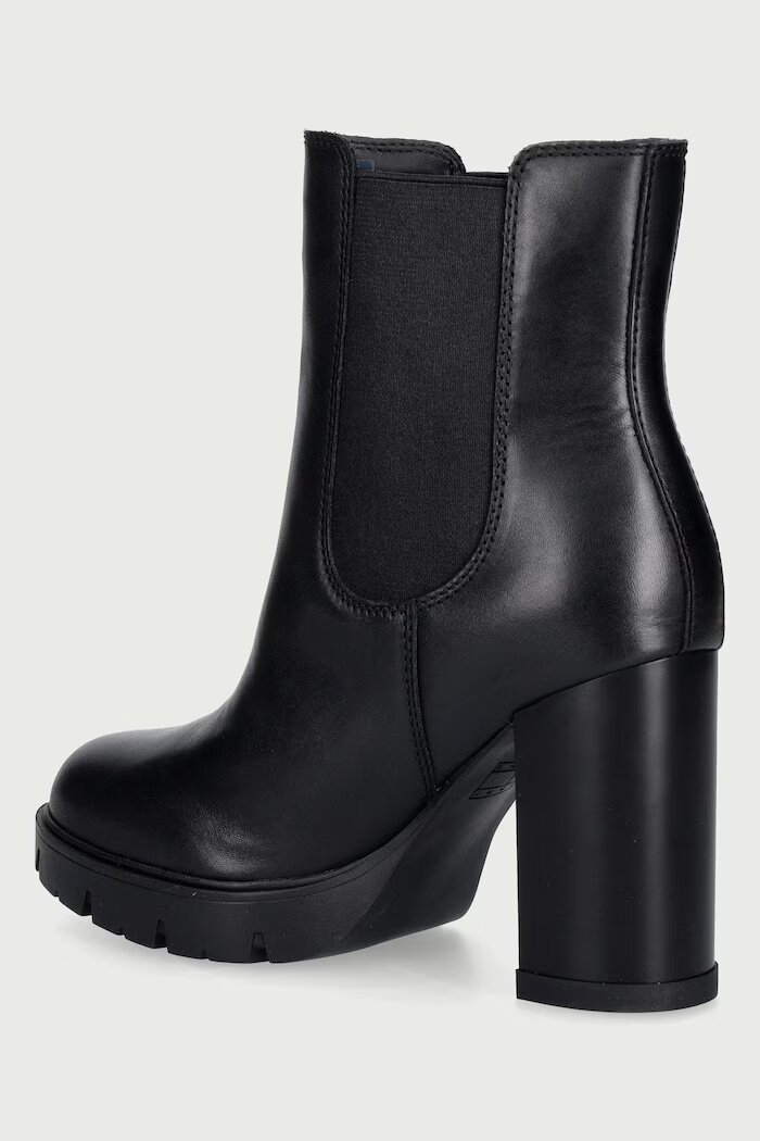 Tommy Jeans боти дамски от кожа TJW CHELSEA HIGH HEEL BOOTS черни EN0EN03112