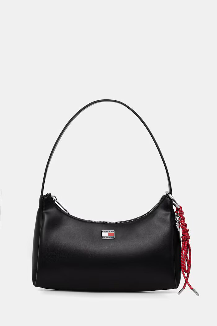 Tommy Jeans чанта дамска от имитация на кожа черна AW0AW18458