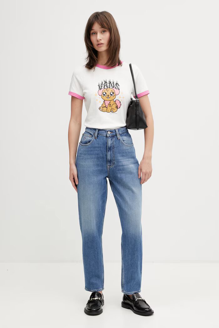 Tommy Jeans дънки mom fit дамски сини DW0DW22994