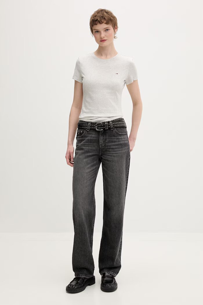 Tommy Jeans дънки straight дамски сиви DW0DW23045