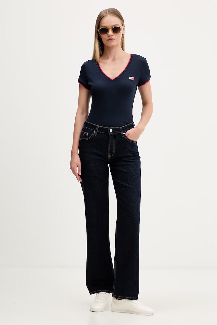 Tommy Jeans дънки straight дамски тъмносини DW0DW23584