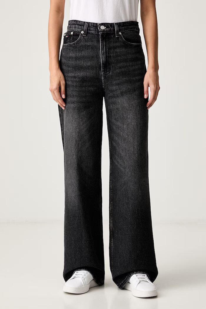 Tommy Jeans дънки wide leg дамски черни DW0DW23499