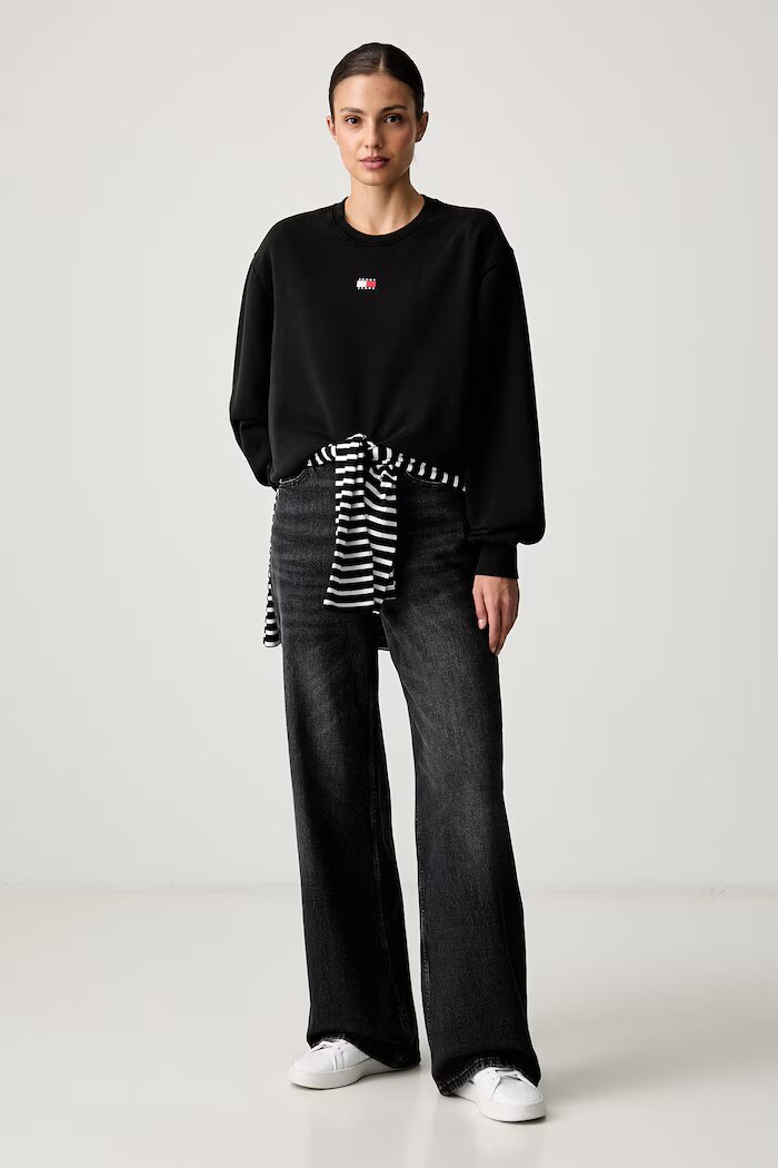 Tommy Jeans дънки wide leg дамски черни DW0DW23499