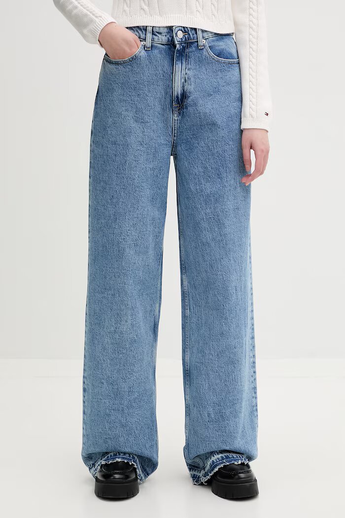 Tommy Jeans дънки wide leg дамски сини DW0DW22641