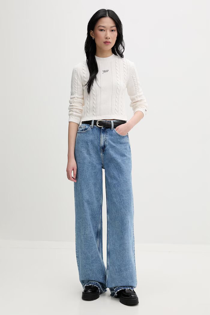 Tommy Jeans дънки wide leg дамски сини DW0DW22641