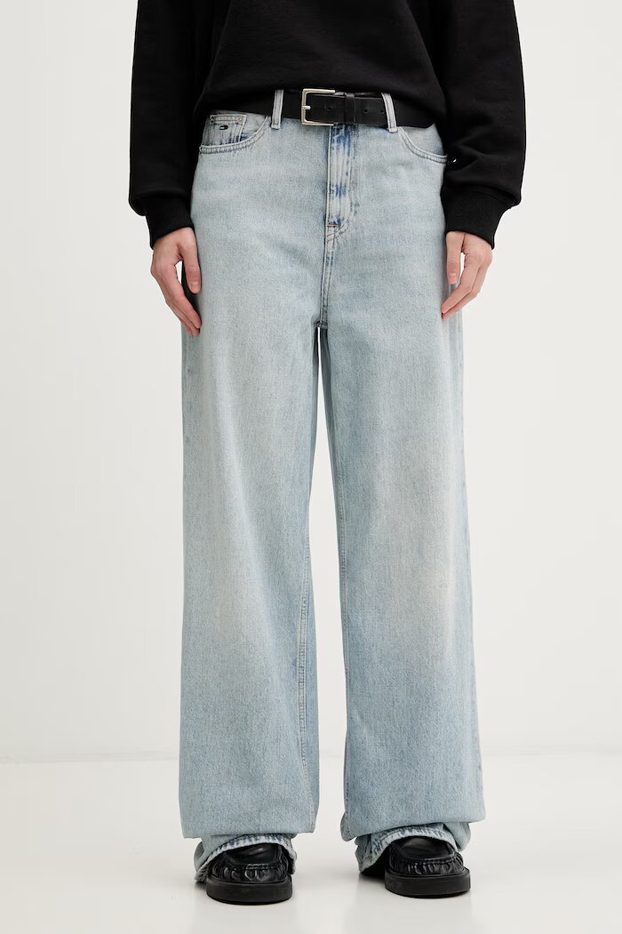 Tommy Jeans Дънки wide leg дамски сини DW0DW22659