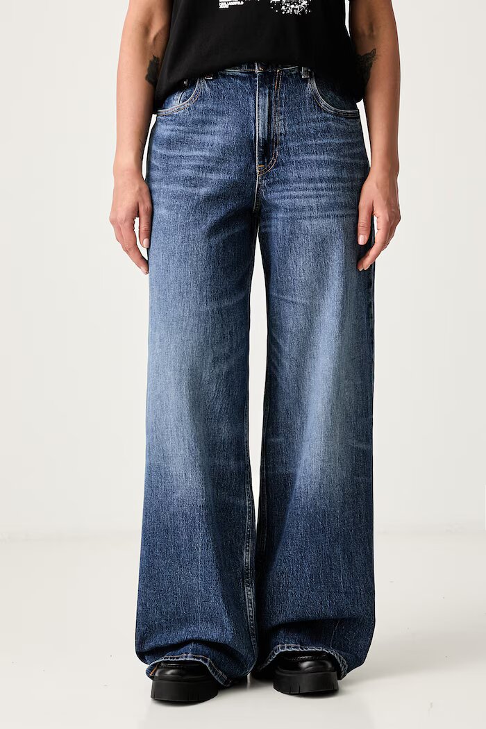 Tommy Jeans дънки wide leg дамски тъмносини DW0DW23463