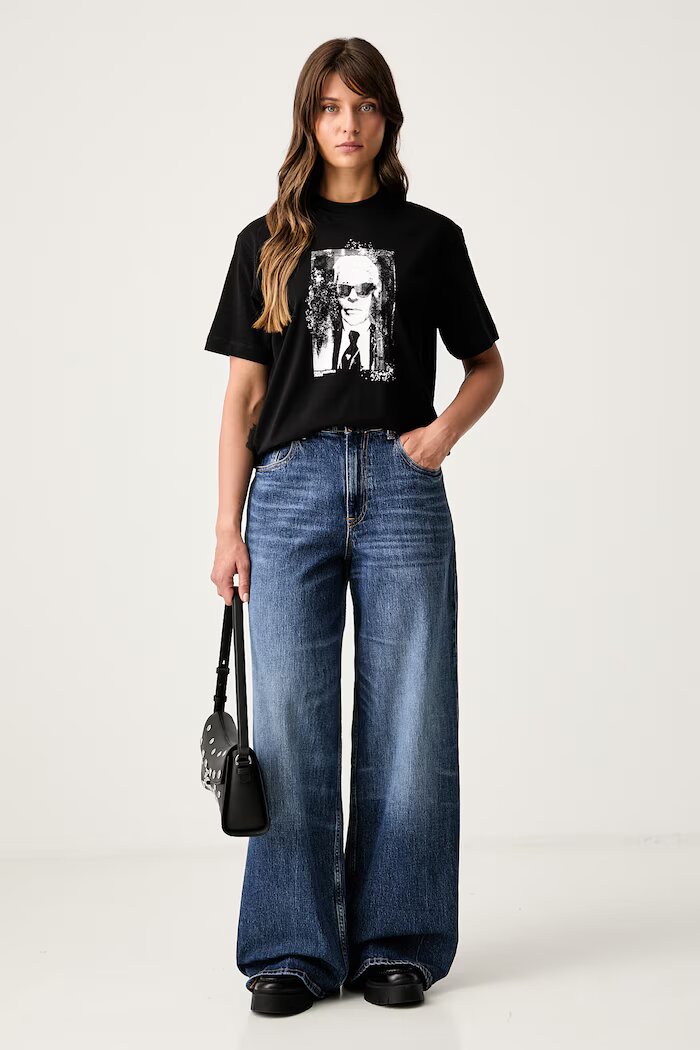 Tommy Jeans дънки wide leg дамски тъмносини DW0DW23463