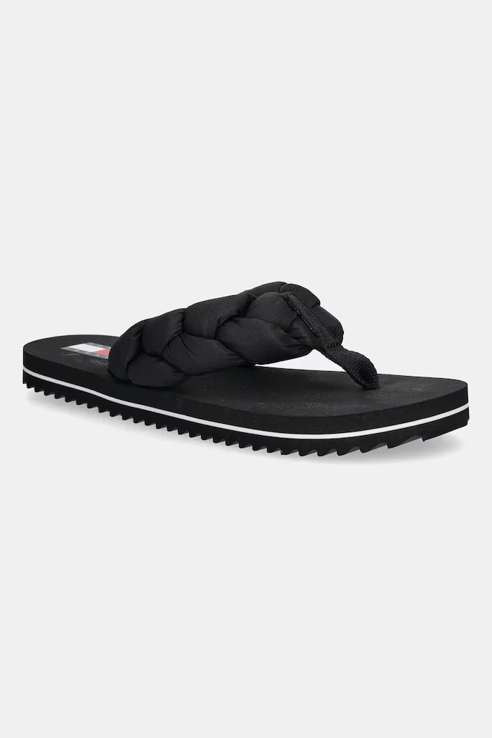 Tommy Jeans джапанки дамски BRAIDED THONG BEACH SANDAL черни EN0EN02877