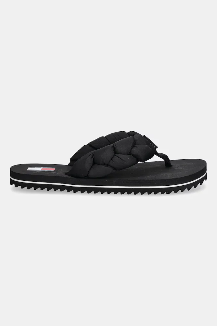 Tommy Jeans джапанки дамски BRAIDED THONG BEACH SANDAL черни EN0EN02877