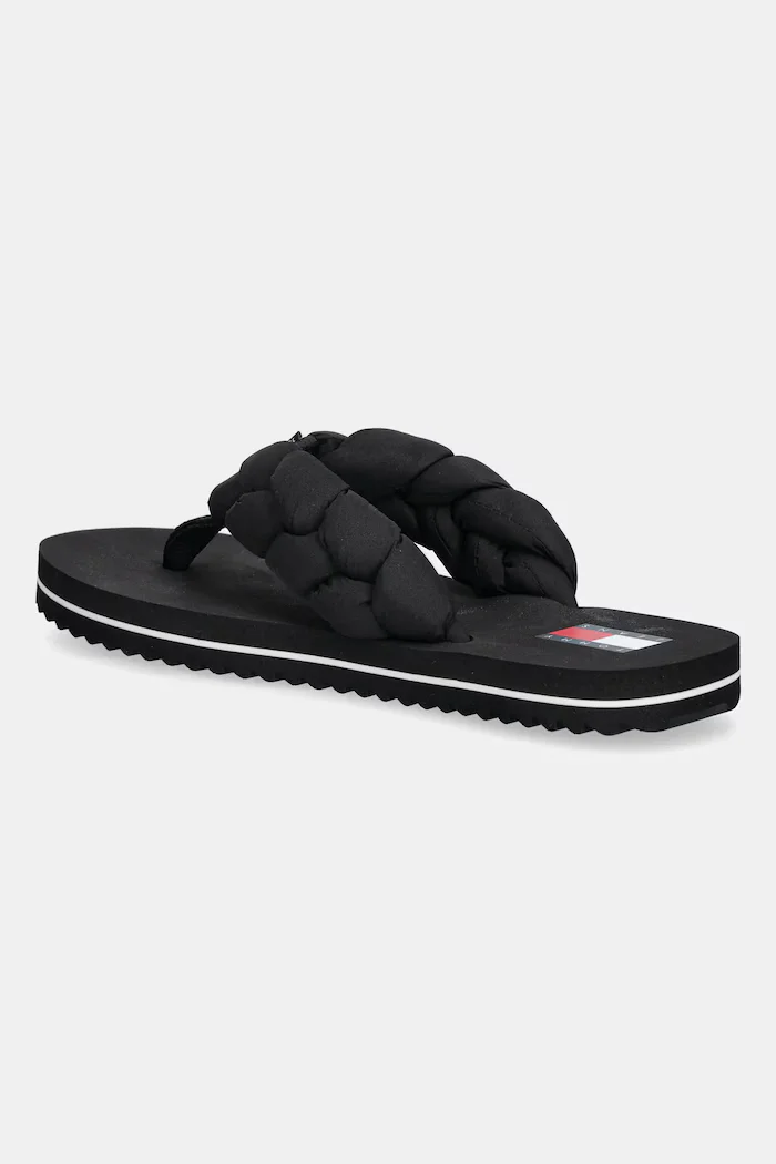Tommy Jeans джапанки дамски BRAIDED THONG BEACH SANDAL черни EN0EN02877
