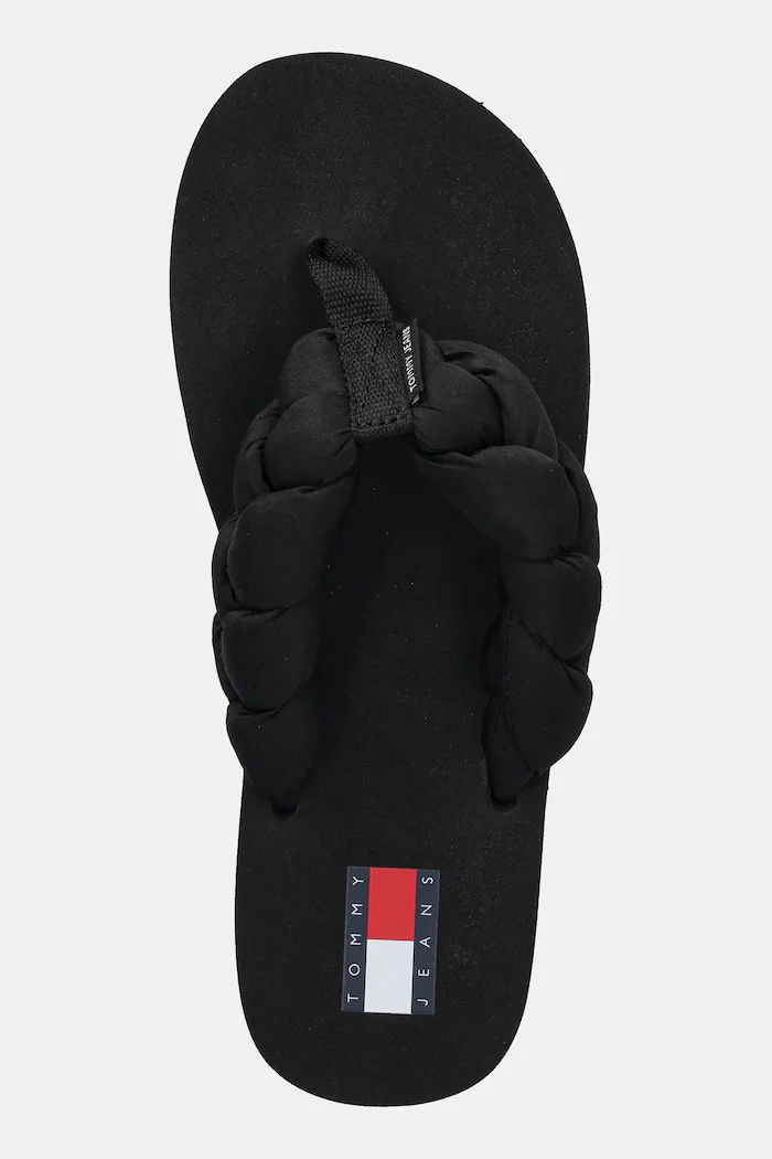 Tommy Jeans джапанки дамски BRAIDED THONG BEACH SANDAL черни EN0EN02877