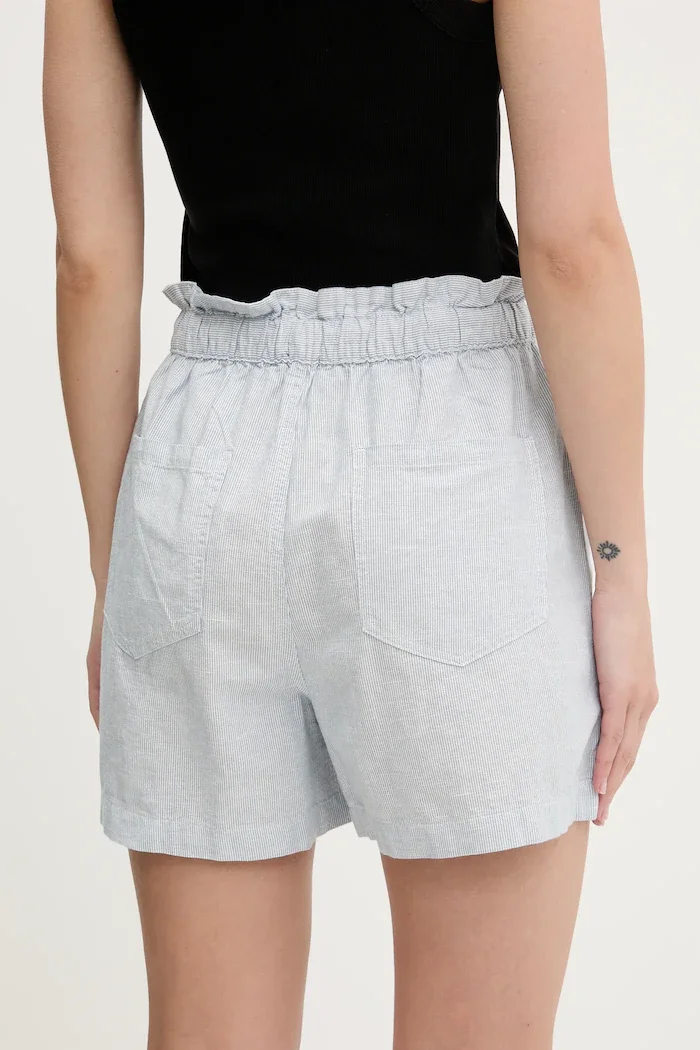 Tommy Jeans Къс панталон с лен в синьо с десен с висока талия DW0DW20360