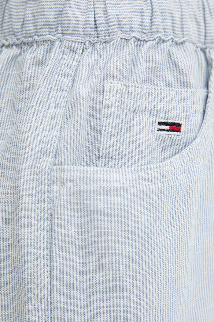 Tommy Jeans Къс панталон с лен в синьо с десен с висока талия DW0DW20360