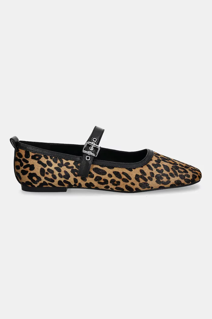 Tommy Jeans Кожени балеринки MARYJANE LEOPARD BALLERINA в кафяво EN0EN02885