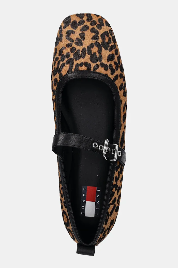 Tommy Jeans Кожени балеринки MARYJANE LEOPARD BALLERINA в кафяво EN0EN02885