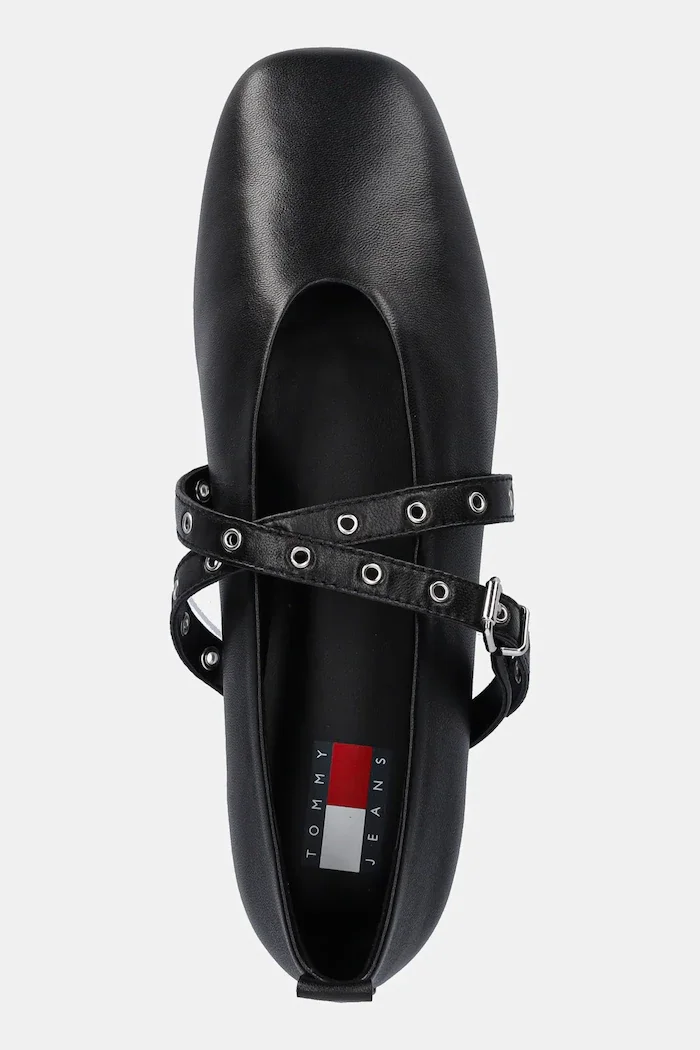 Tommy Jeans Кожени балеринки TJW LEATHER MARYJANE BALLERINA в черно EN0EN02868