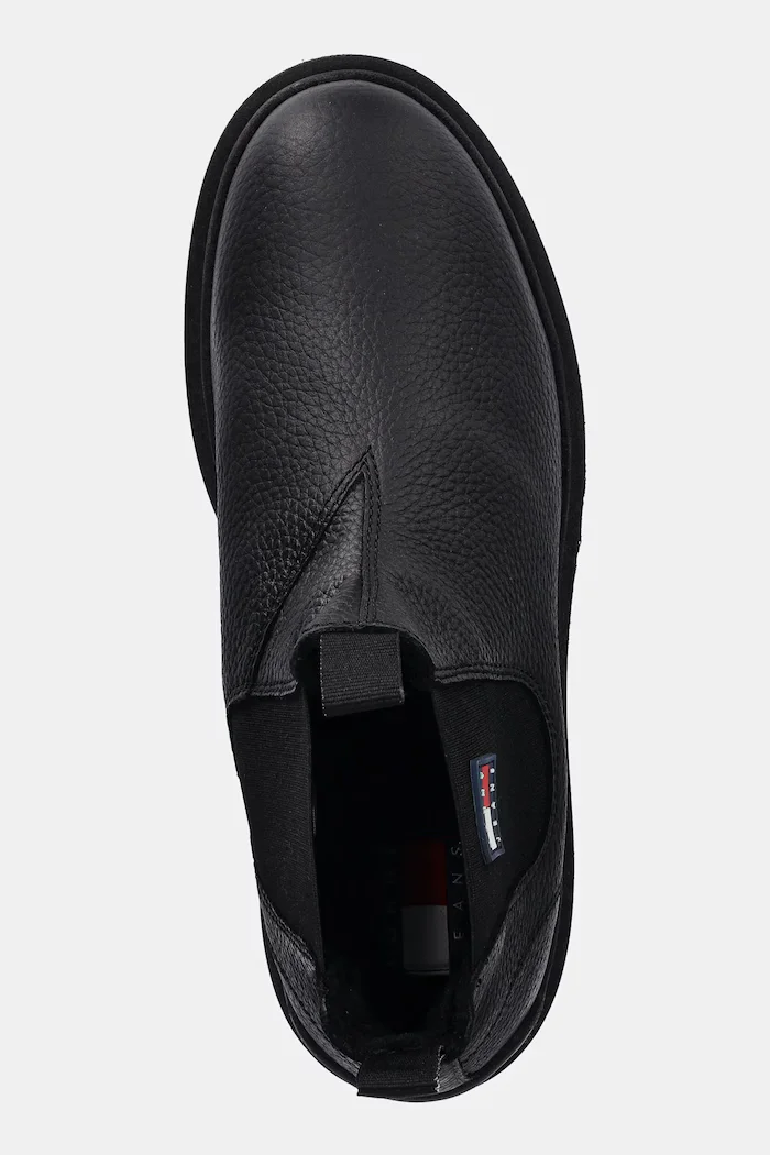 Tommy Jeans Кожени боти челси TJM CHELSEA LEATHER WL мъжки в черно EM0EM01670