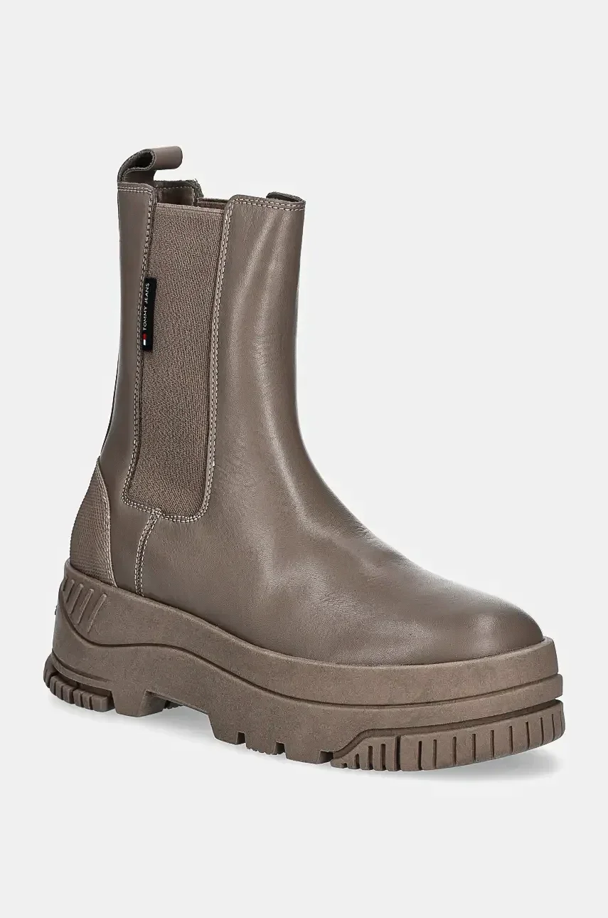 Tommy Jeans Кожени боти челси TJW CHELSEA FLATFORM BOOT