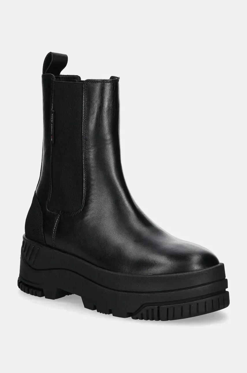 Tommy Jeans Кожени боти челси TJW CHELSEA FLATFORM BOOT