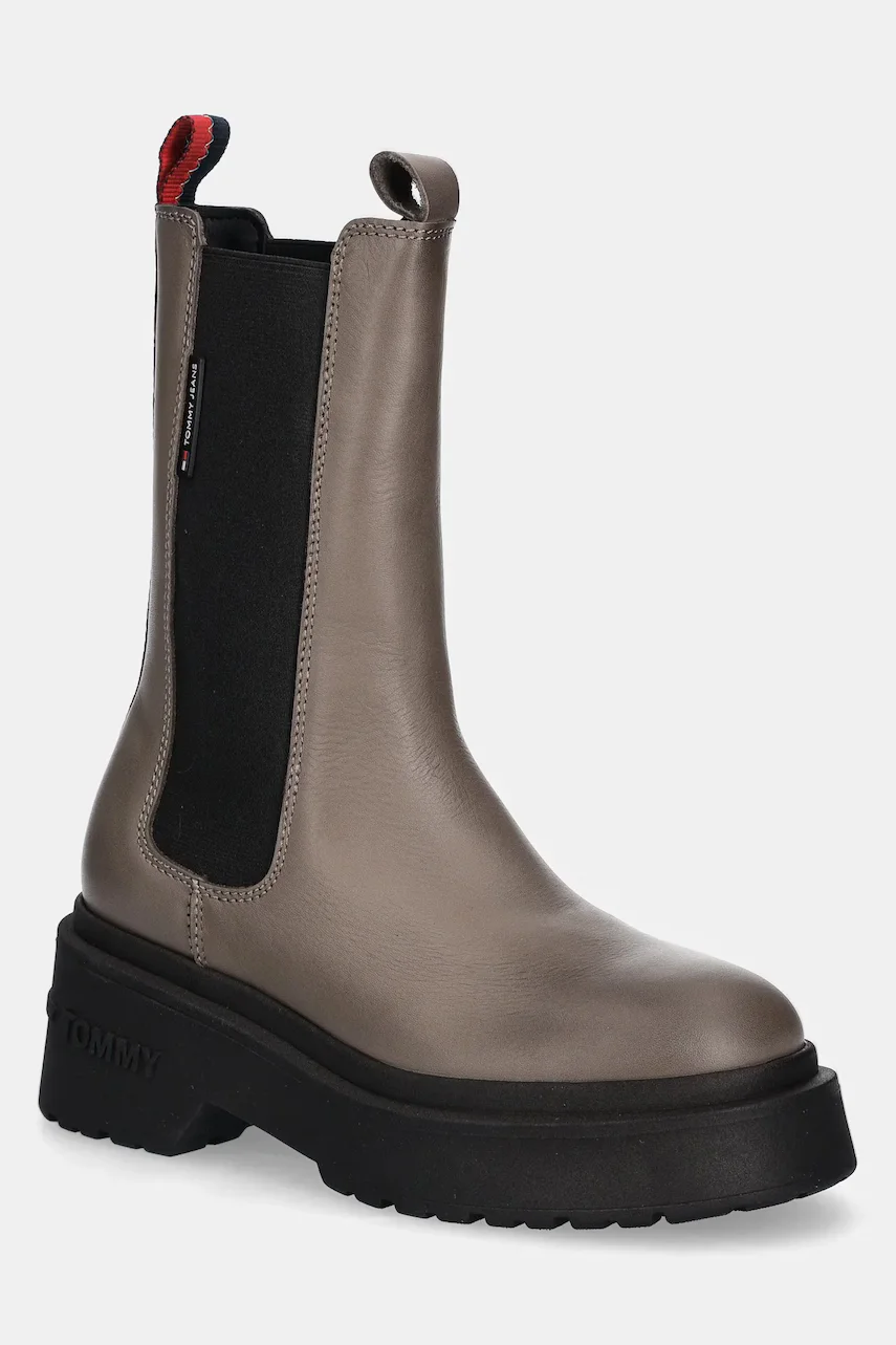 Tommy Jeans Кожени боти челси TJW CHUNKY CHELSEA