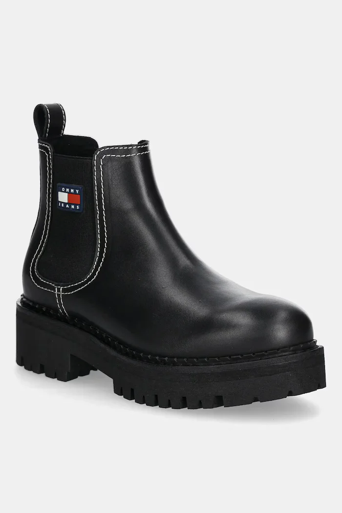 Tommy Jeans Кожени боти челси TJW URBAN CHELSEA BOOT в черно с платформа EN0EN02908